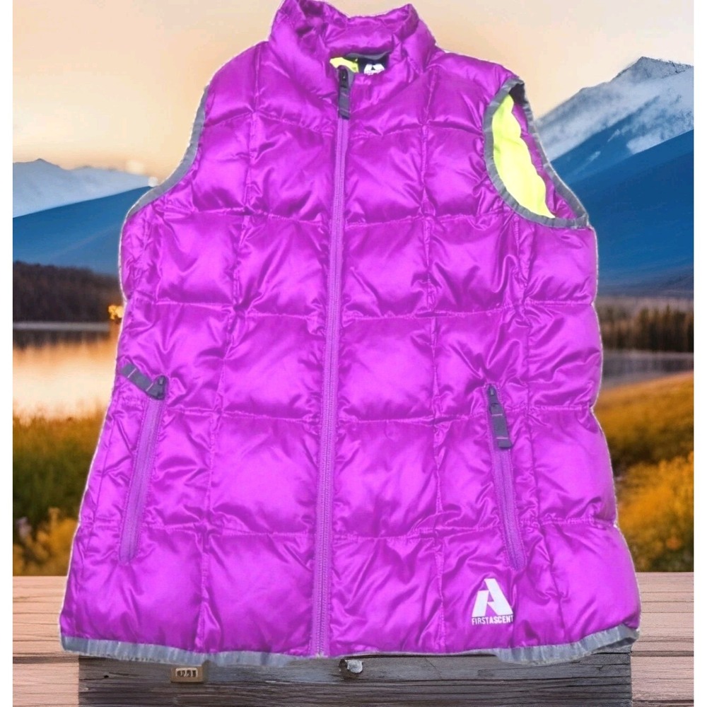 Eddie Bauer First Ascent Puffer Vest Girls XL Purple Excellent 600 Down Quilted
